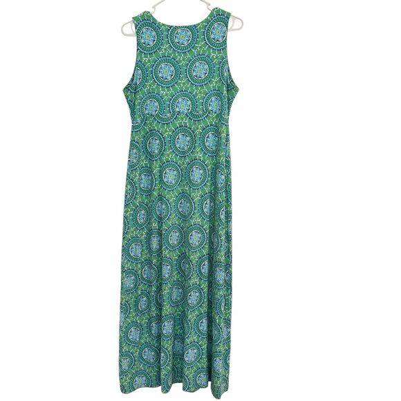 TALBOTS Women's MEDIUM P -Maxi Dress Green medallion Print Empire Waist Sundress - Picture 4 of 7